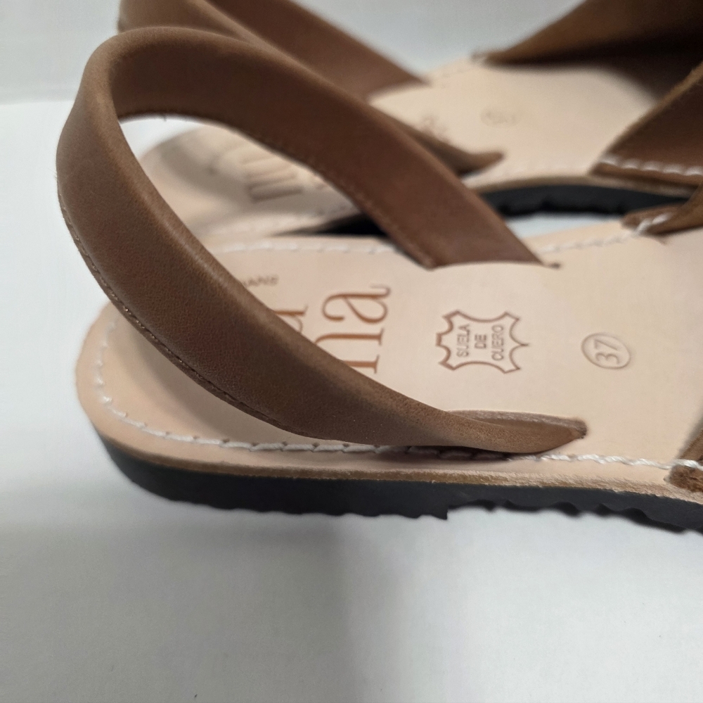Numa By Spanians Brown Leather Sandals Sz 37 - Picture 8 of 9